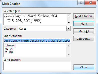 word for mac table of authorities